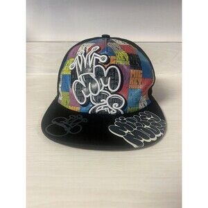 Vintage‎ Disney Parks Mickey Mouse Graffiti Fitted Hat Adult Multicolor
